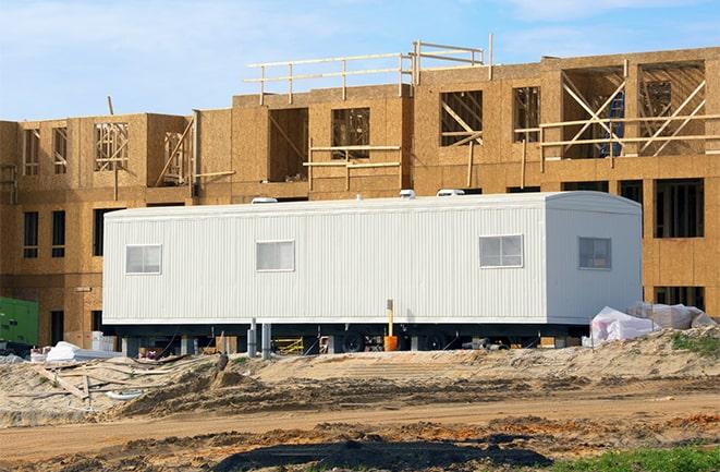 construction workers meeting at office trailers on rent in Linn