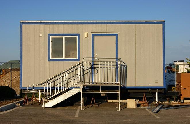 mobile workspace trailers parked at a job site